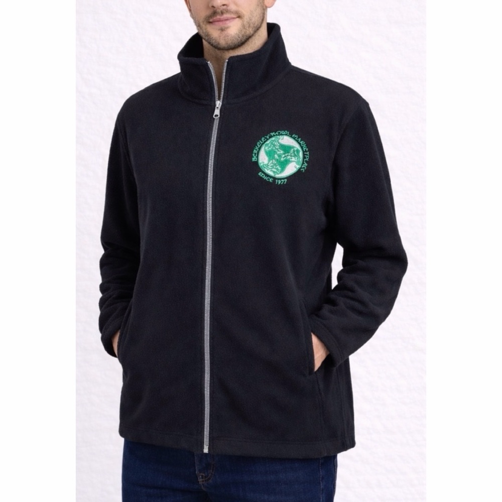 PORT AUTHORITY • Black/Green Berkeley Bowl Marketplace Full-Zip Fleece Jacket, L - Picture 1 of 16
